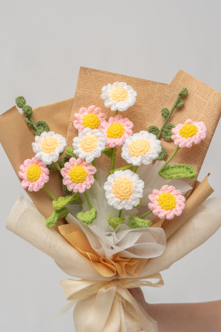 ดอกเดซี่สีชมพูและสีขาว